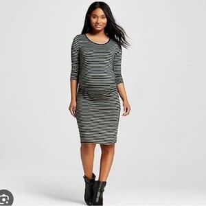 Liz Lange Maternity 3/4 Sleeve T-Shirt Dress Striped Green & Blue. Size medium.